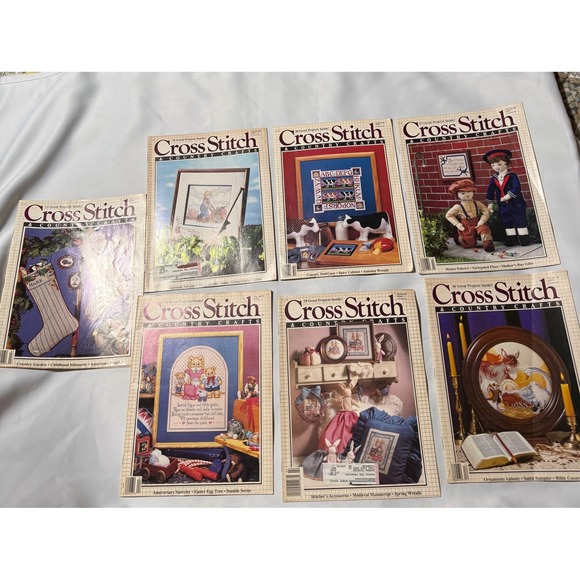 Other - Lot of 7 Vintage Cross Stitch & Country Crafts Magazines 1987-1989 Patterns